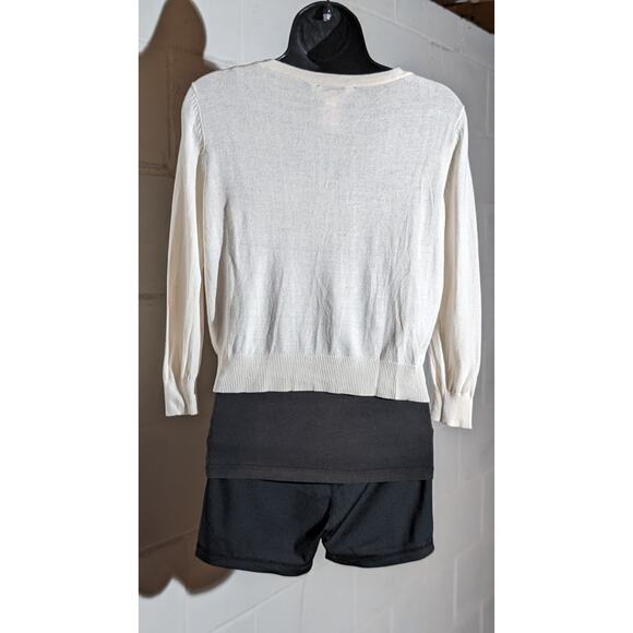 Candie's Beaded Crop Cardigan Sweater Button Down Embellished Knit Top Medium - Picture 2 of 4